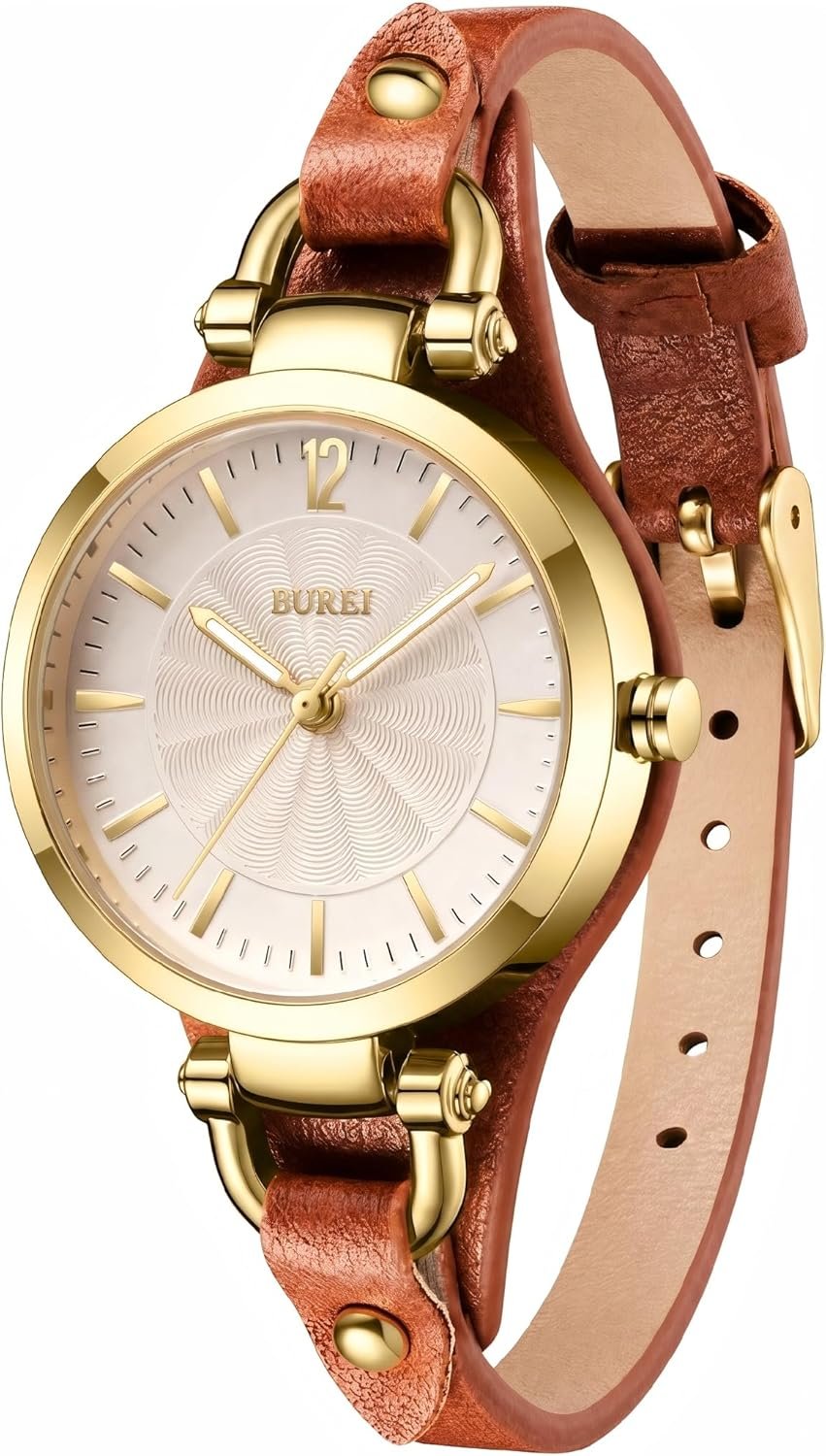 BUREI Women Watches Simple Leather Strap Watch Analog Quartz Watches Small Thin Ladies Watch Bracelet Band Wristwatch, Gifts for Women