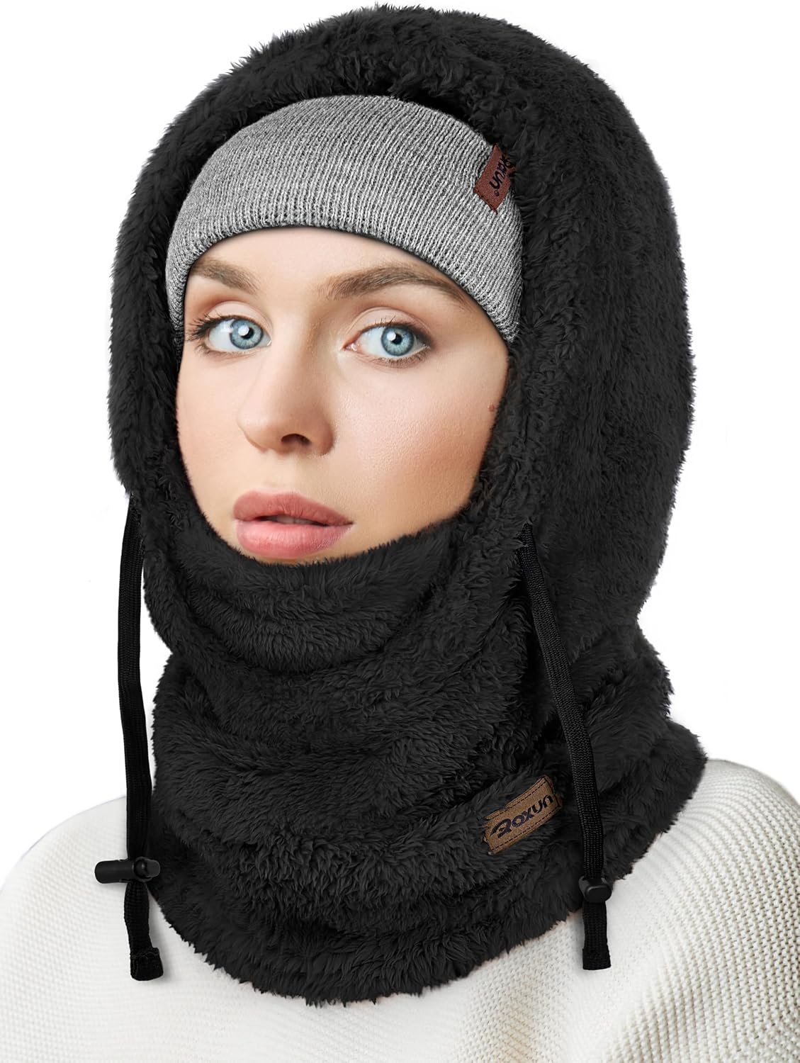 ROXUN Ski Mask Fleece Balaclava, Windproof Face Mask Winter Warm Neck Cover Hat Hood for Men Women