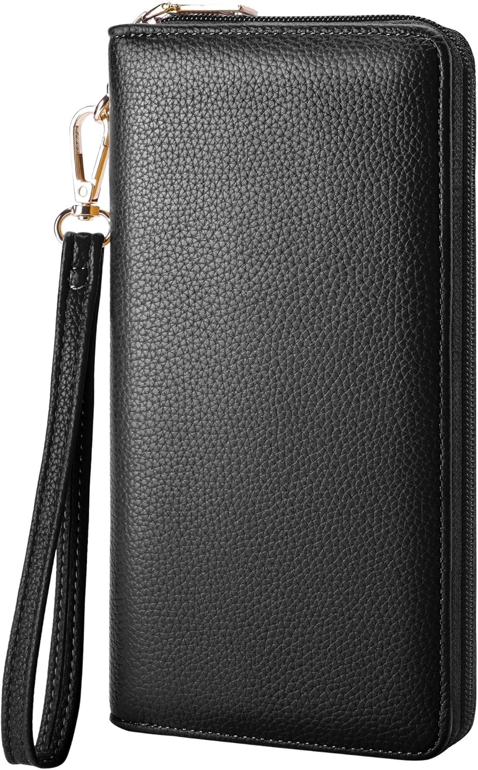 Chelmon Women’s Vegan Leather Clutch Wallet with Zip, Hand Strap, Large Capacity