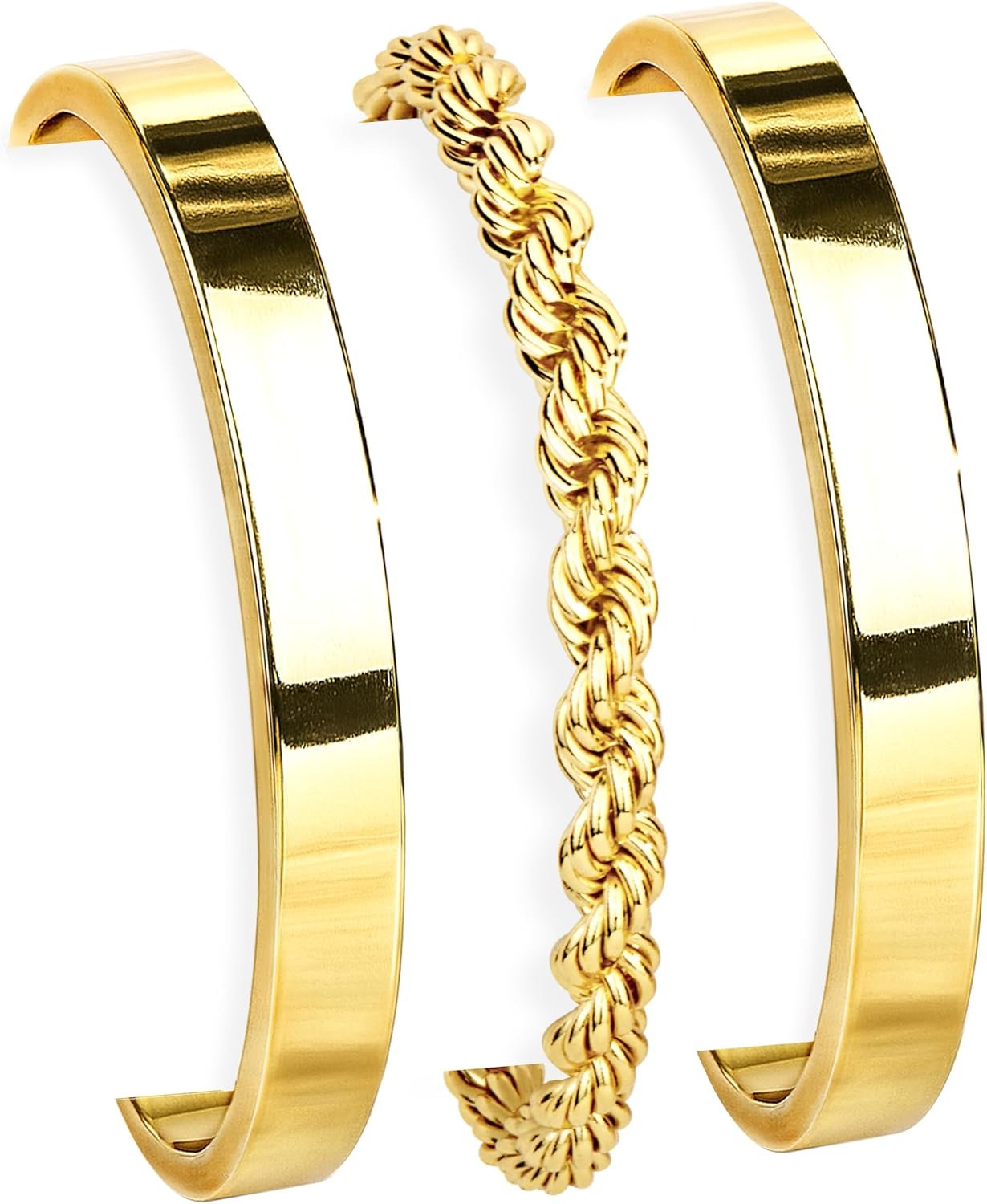 Gokeey Gold Bracelets for Women Non Tarnish Dainty 14K Gold Plated Bangle Cuff Bracelets Stack for Women,Waterproof Stackable Bracelet Gold Jewelry Trendy Gifts Adjustable