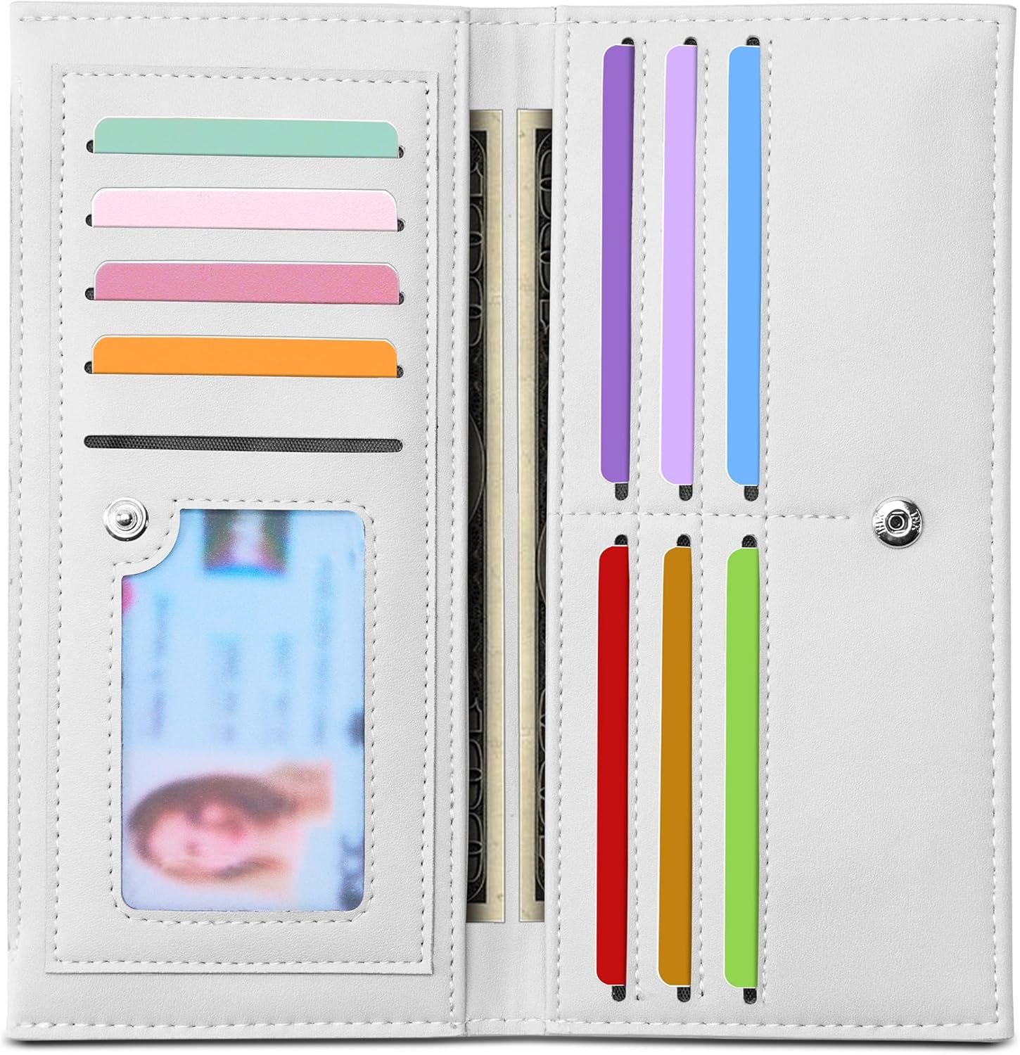 Tipmile Slim Wallet for Women, RFID Blocking Credit Card Holder, Ladies Bifold Wallet with Zipper, White