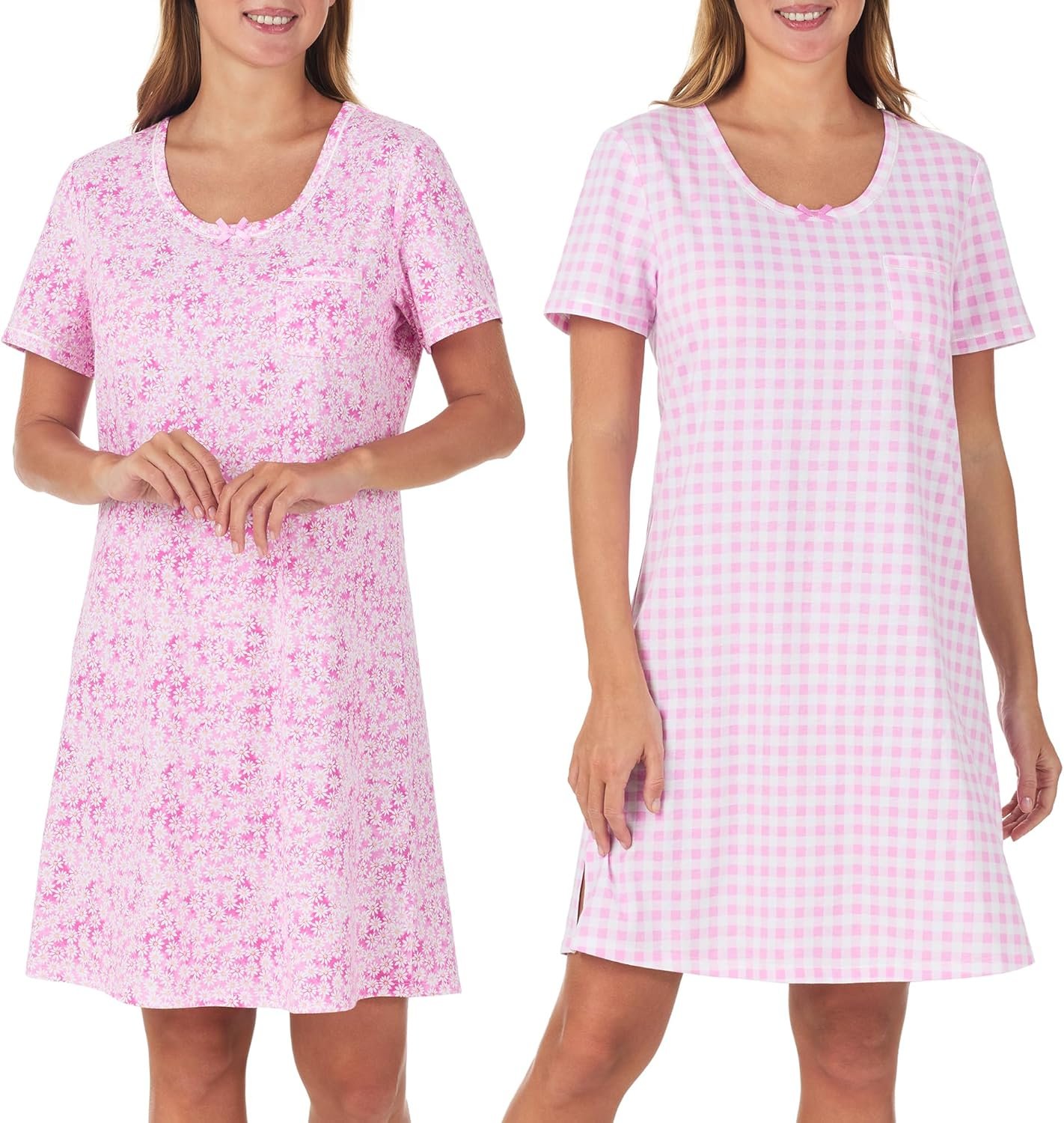 Carole Hochman Womens 2-Pack Sleep & Lounge Shirt – 100% Cotton Short Sleeve Sleepshirt – Soft & Breathable Nightgown Dress