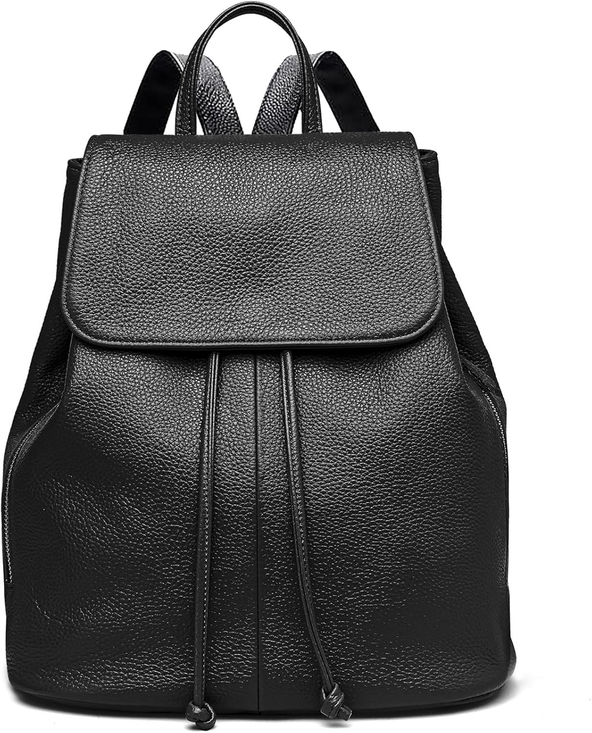 BOYATU Women’s Full-Grain Leather Backpack Purse, Minimal Structured Design, Work Commuter & City Travel, Compact Everyday Essentials, Fashion RFID Pocket Bag (Black)