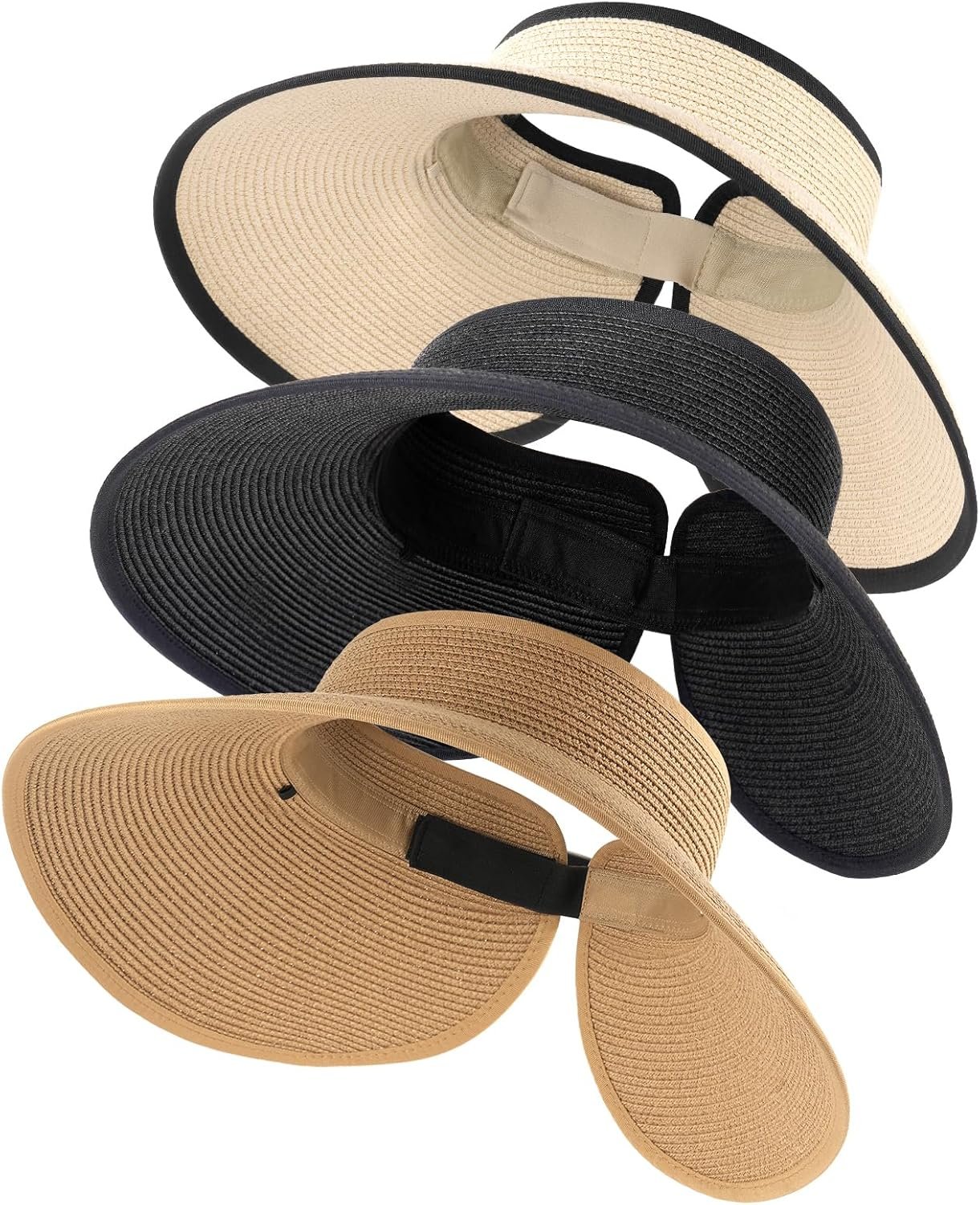 FURTALK Straw Sun Visor Hats for Women UPF 80+ Wide Brim Pontytail Summer Beach Hats
