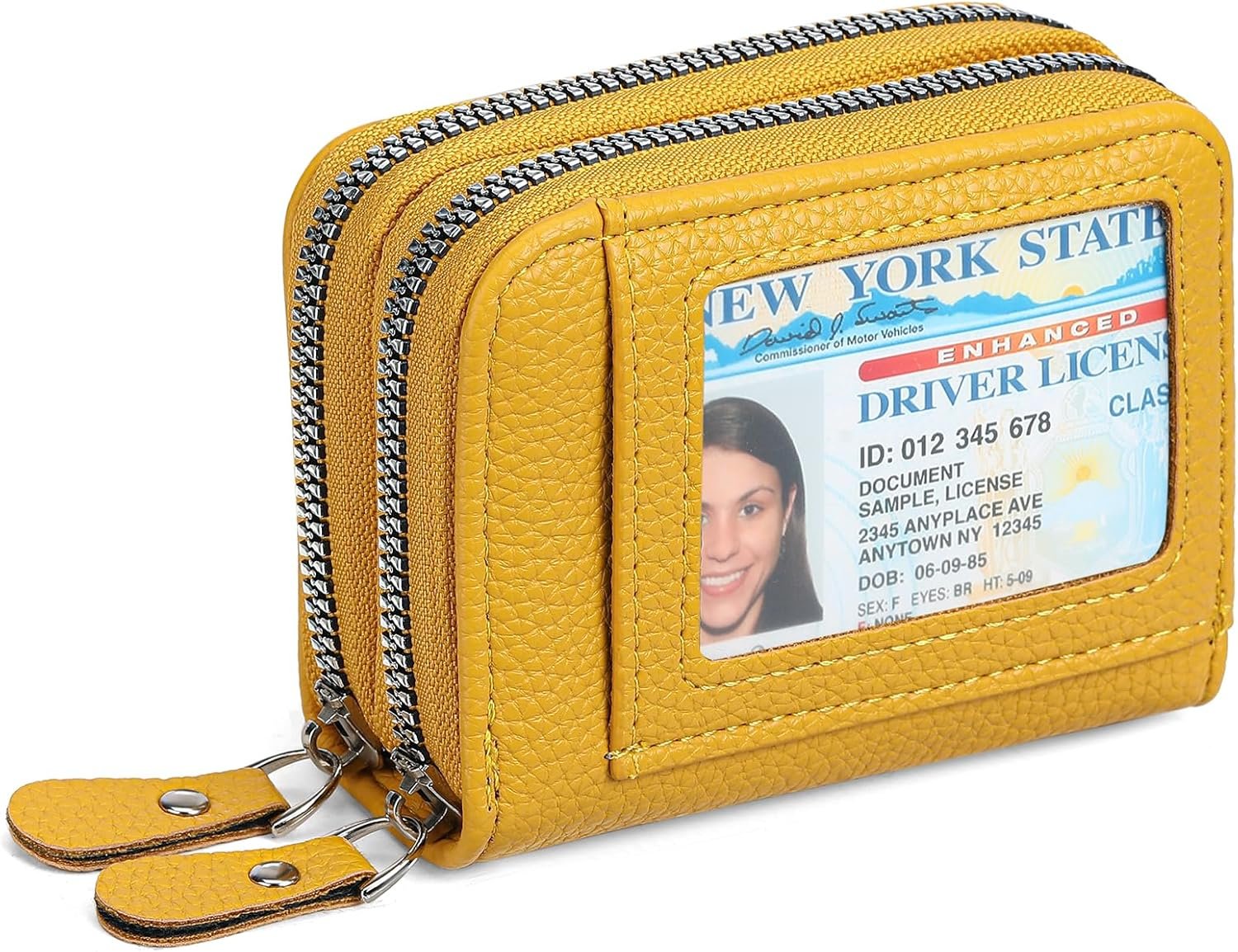 RNIEGA Credit Card Holder Wallet RFID Blocking Leather Small Wallet for Women Double Zipper Wallet with ID Window