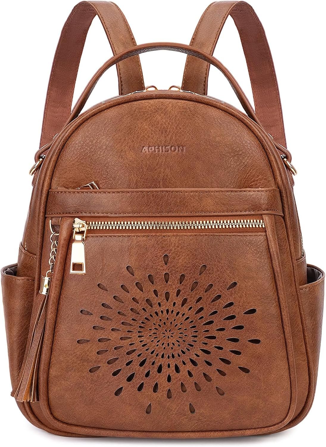 APHISON Small Backpack Purse for Women Cute PU Leather Mini Backpacks Ladies Casual Lightweight Travel Daypack Waterproof