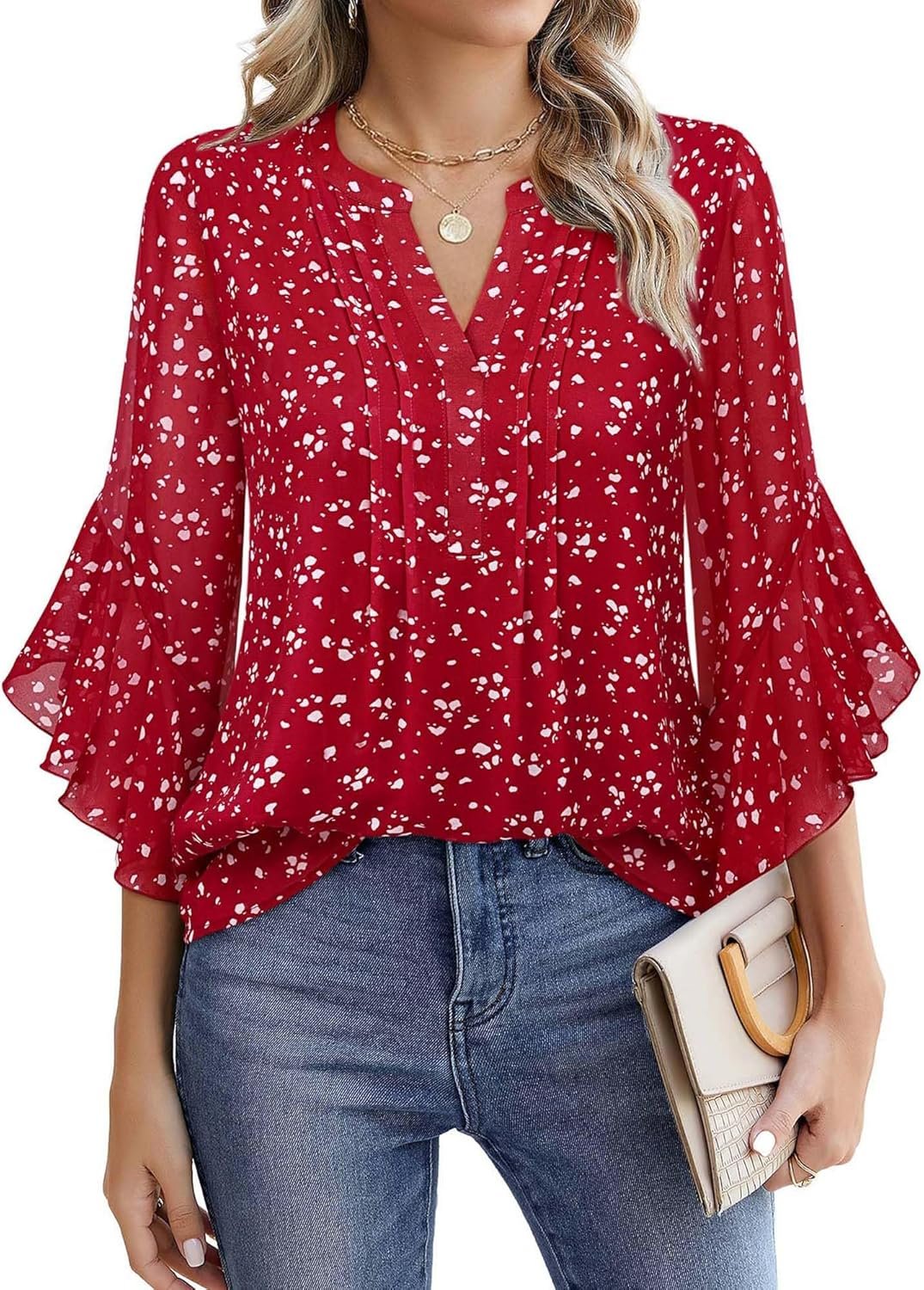Timeson Women’s 3/4 Sleeve Dressy Casual Top