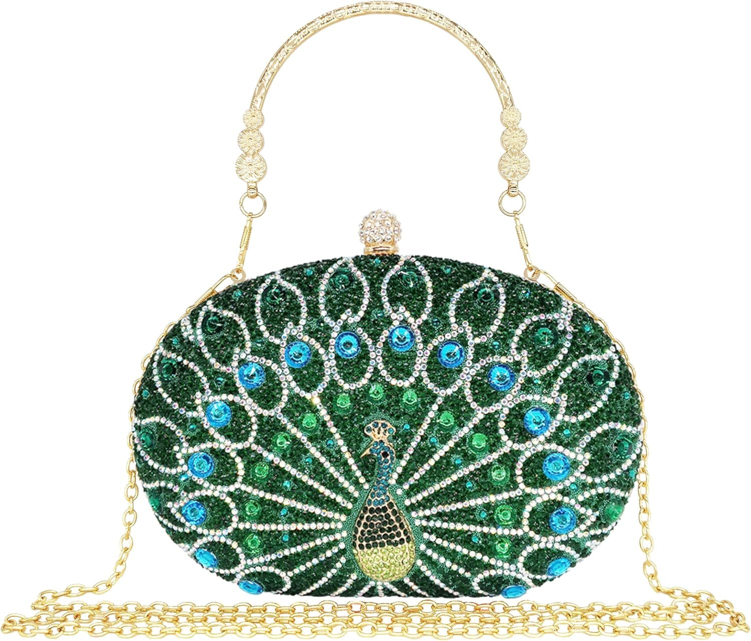 MAIRLOM Women’s Evening Bags Sparkly Rhinestone Clutch Purses Luxury Diamond Peacock Handbag for Wedding Party Formal