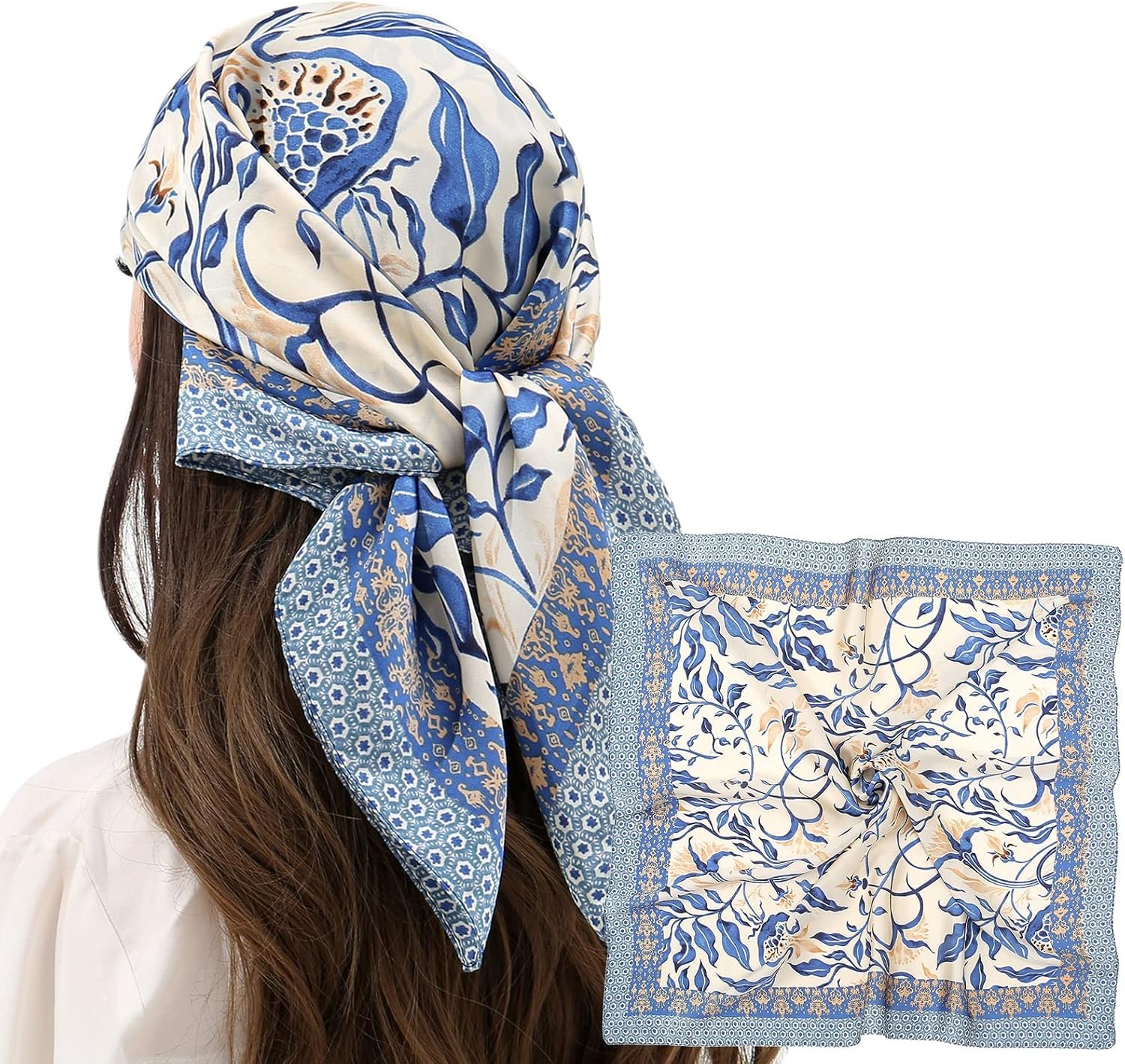 RIIQIICHY Women Head Hair Scarf Like Satin Silk Scarf Sleeping Hair Wrapping Night 27.5″