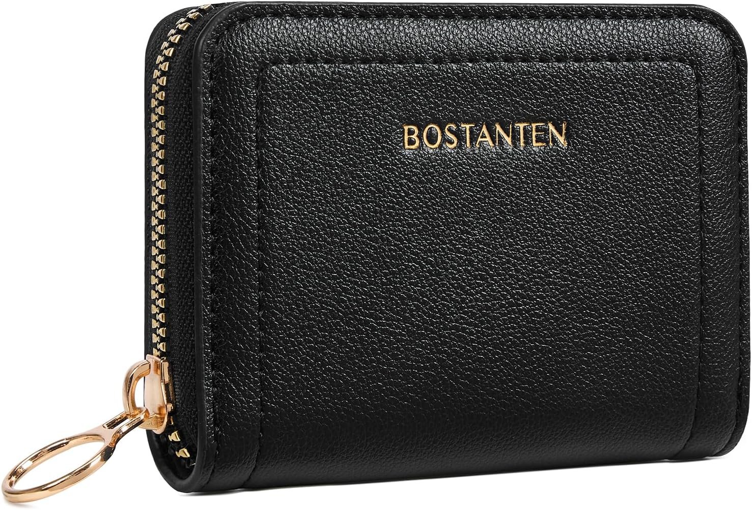 BOSTANTEN Credit Card Holder RFID Leather Small Wallets Woman, Accordion Zipper Card Wallet, Black