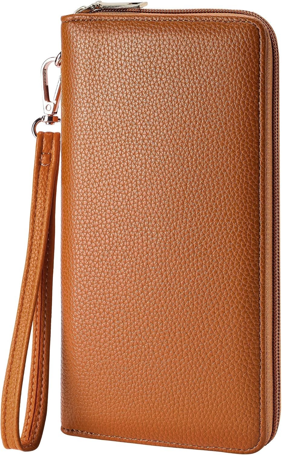 Chelmon Women’s Vegan Leather Clutch Wallet with Zip, Hand Strap, Large Capacity