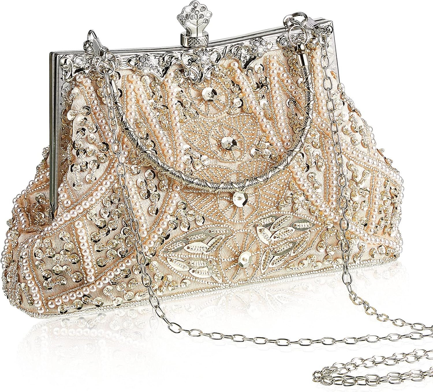 Amylove 1920s Accessories for Women Vintage Beaded Clutch Evening Bag Formal Rhinestone Flapper Purse for Wedding Party Gift
