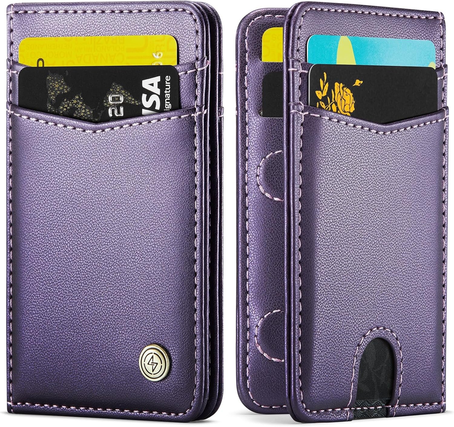 Slim Wallet for Women RFID Blocking Credit Card Holder Bifold Front Pocket Mini Wallet with 8 Card Slots and 2 Cash Pockets, Minimalist PU Leather Small Travel Purse Compact Gift, Purple