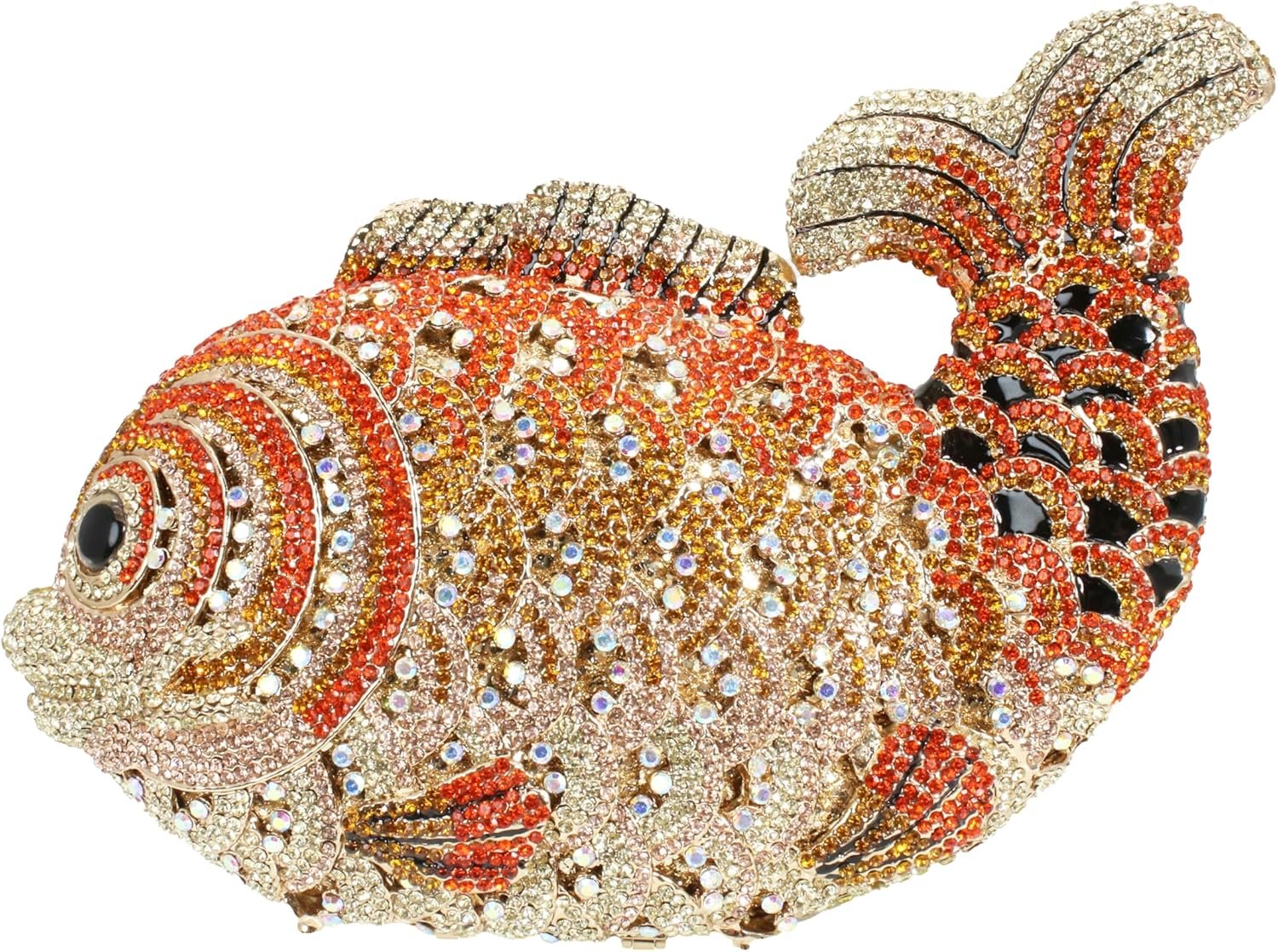 Women Mini Fish Clutch Luxury Rhinestones Purse Sparkling Banquet Handbag Wedding Party Clutch Bag