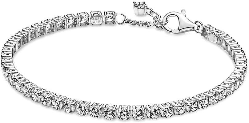 PANDORA Sparkling Tennis Bracelet – Sterling Silver & Cubic Zirconia Bracelet for Women Timeless Collection – Gift for Her – 18 cm, No Gift Box