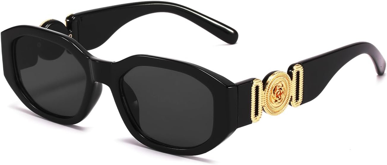 BUTABY Rectangle Sunglasses for Women Retro Driving Glasses 90’s Vintage Fashion Irregular Frame UV400 Protection