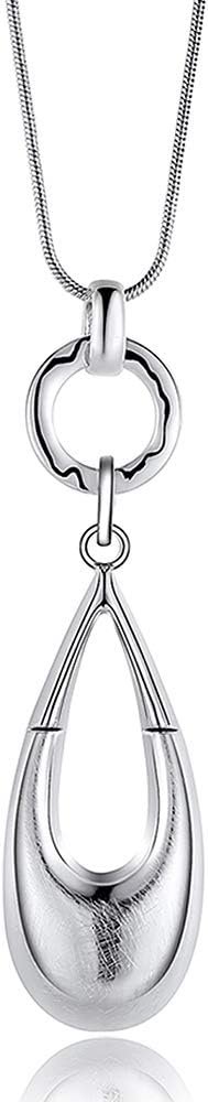 Long Necklaces for Women Waterdrop Pendant Sweater Layered Y Statement Bohemian Silver Chain Necklace with Gifts Box Jewelry