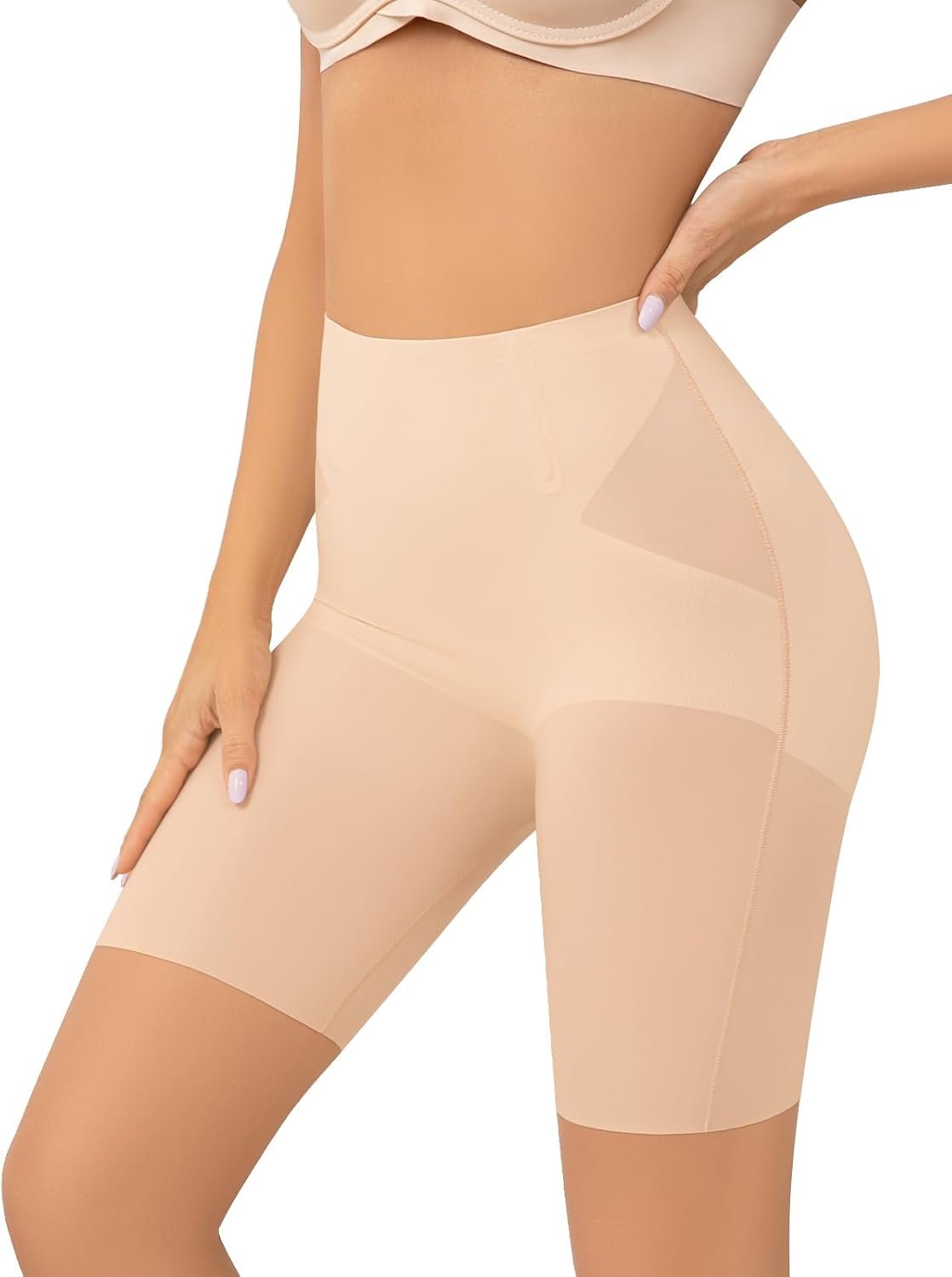 Seamless Shapewear Shorts for Women, Mid-Thigh Tummy Control – No Rolling, Soft & Breathable Comfort