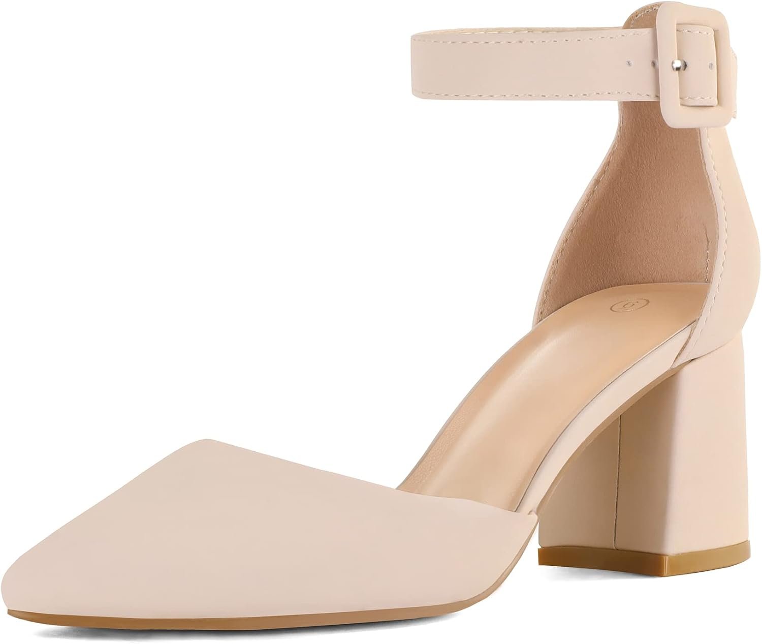 mysoft Women’s Pointed Toe Low Chunky Heels Closed Toe Ankle Strap Dress Pump Shoes – Available in Wide Sizes