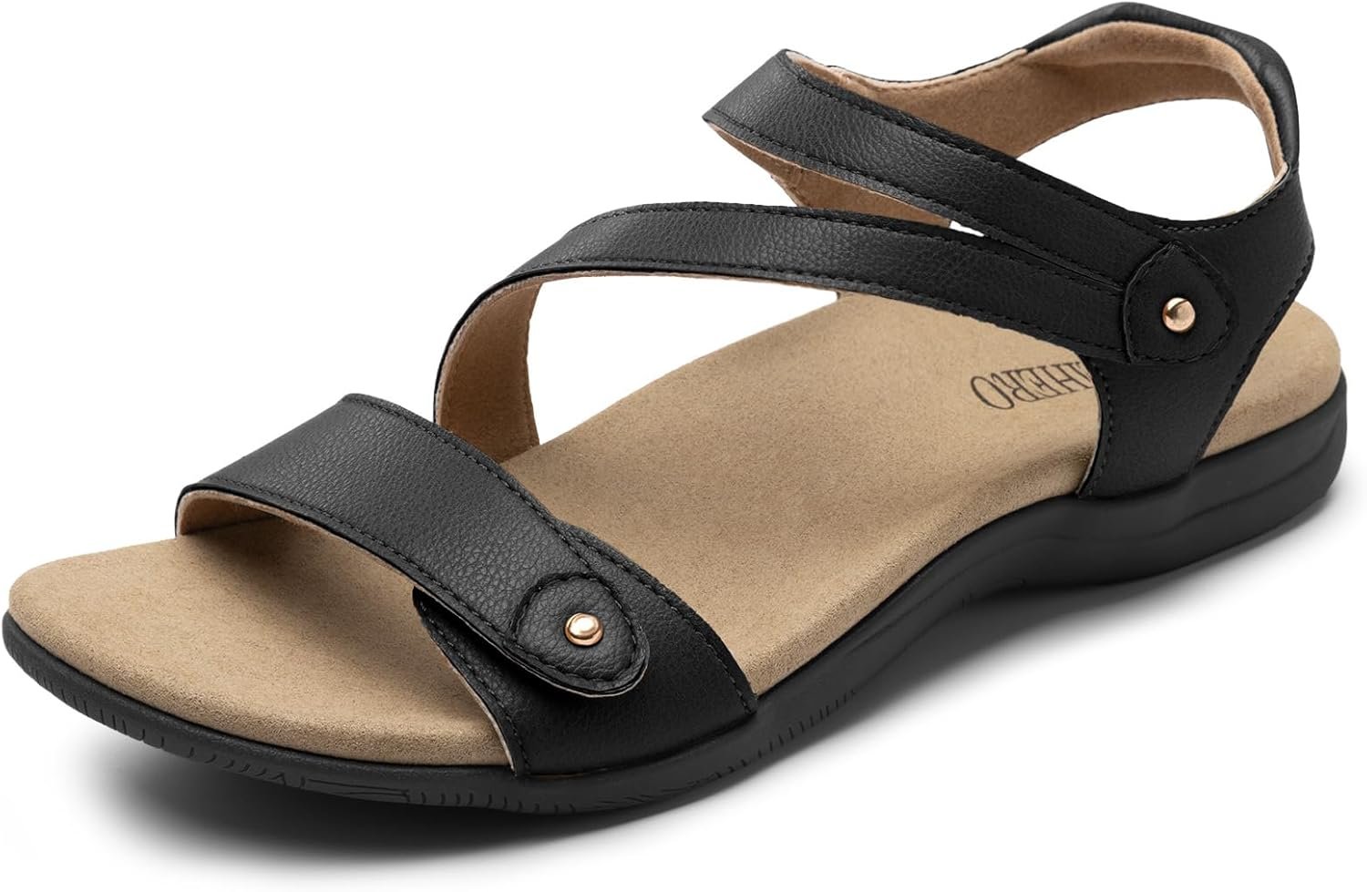 Rihero Orthopedic Sandals for Women Arch Support Comfortable Flat Sandals with Adjustable Strap for Summer Beach Walking