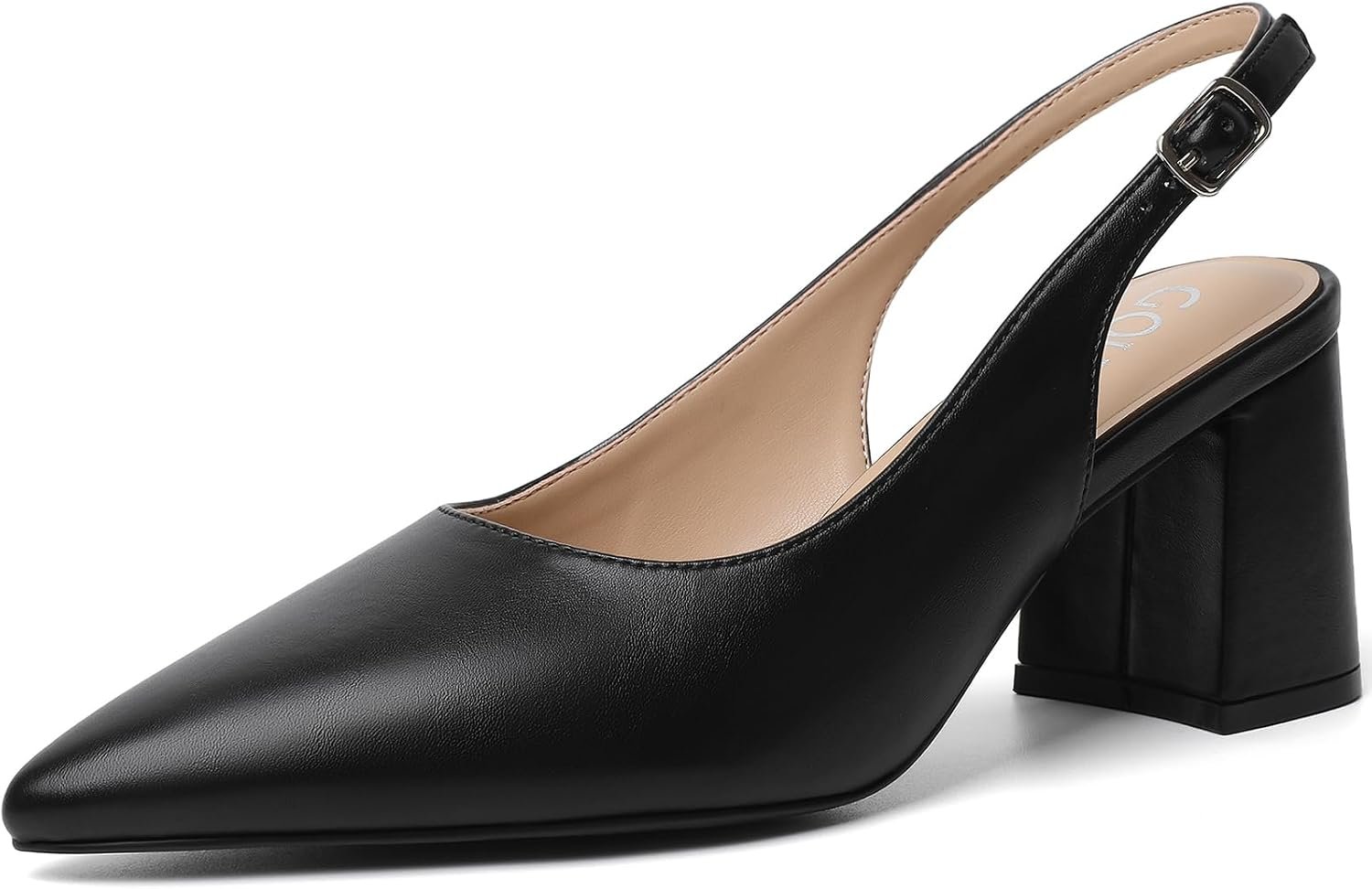Mostrin Block Slingback Heels for Women Pointed Closed Toe Chunky Heels Office Work Shoes Women’s Pumps for Business Casual