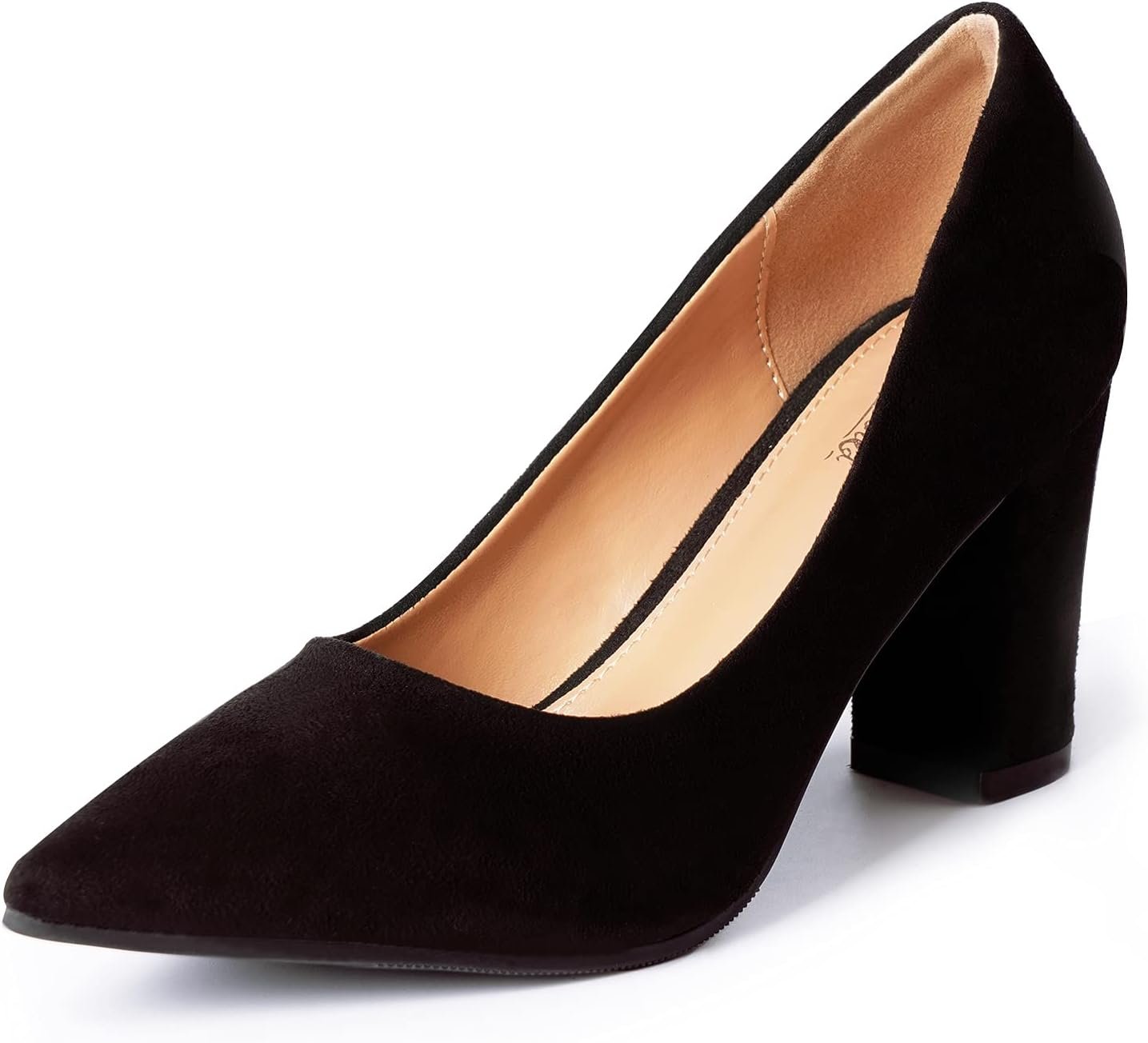 Heel The World Women’s High Chunky Block Closed Toe Heels,Slip On Pointed Toe Work Dress Office Wedding Party Pumps Shoes