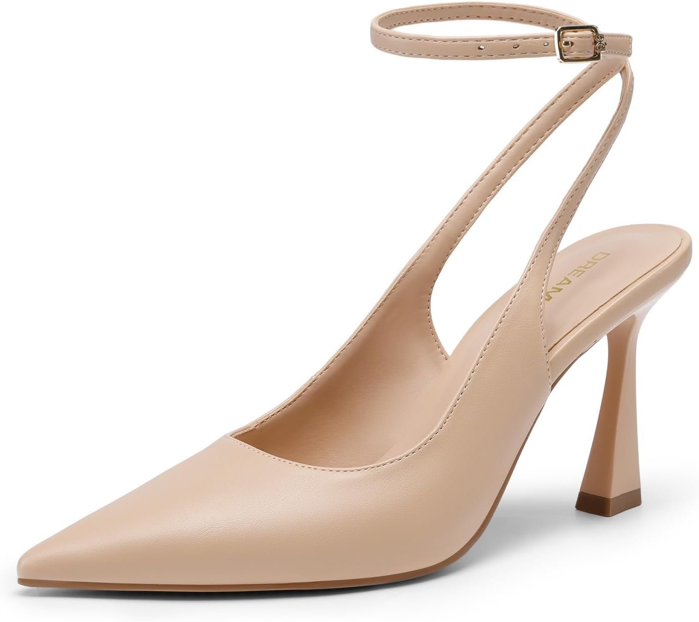 DREAM PAIRS Women’s Slingback Heels Pointed Toe Block Heel Pumps Closed Toe Adjustable Strap Office Work Dress Shoes for Daily Wear