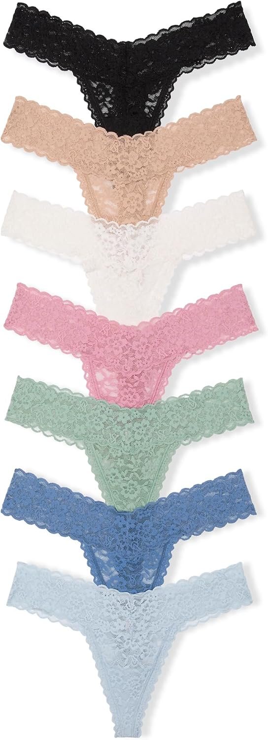 Victoria’s Secret Women’s Lace Thong Underwear, Panties for Women, Multi Pack
