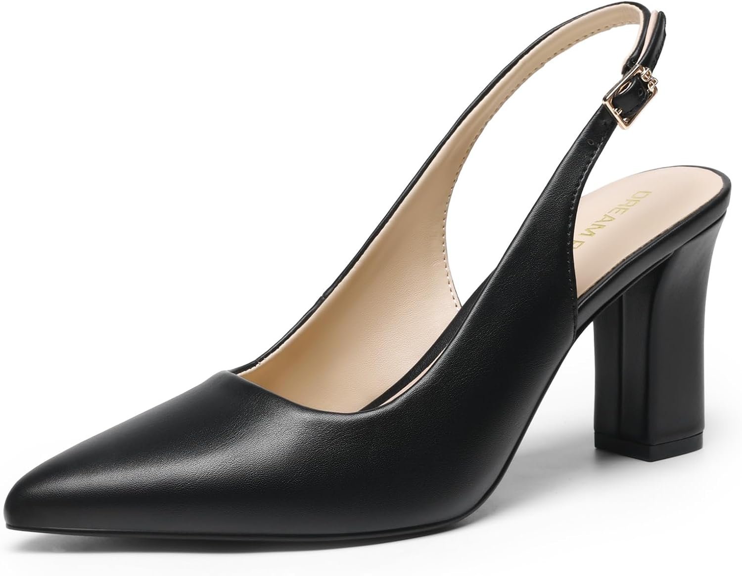 DREAM PAIRS Womens Slingback Heels Chunky Block Heels Pointed Toe Closed Toe Pumps Comfortable Work Office Business Shoes