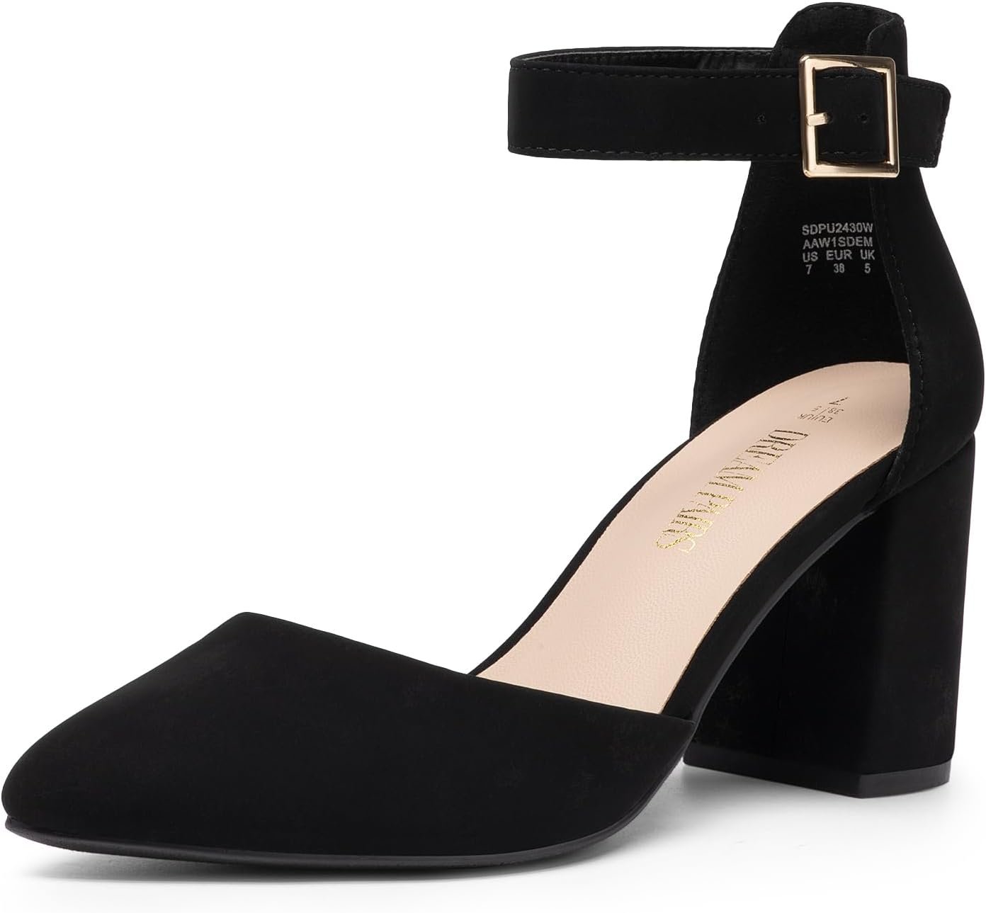 DREAM PAIRS Women’s Closed Pointed Toe High Chunky Heels Pumps Ankle Strap Dress Shoes for Wedding Office Party, 3 Inches