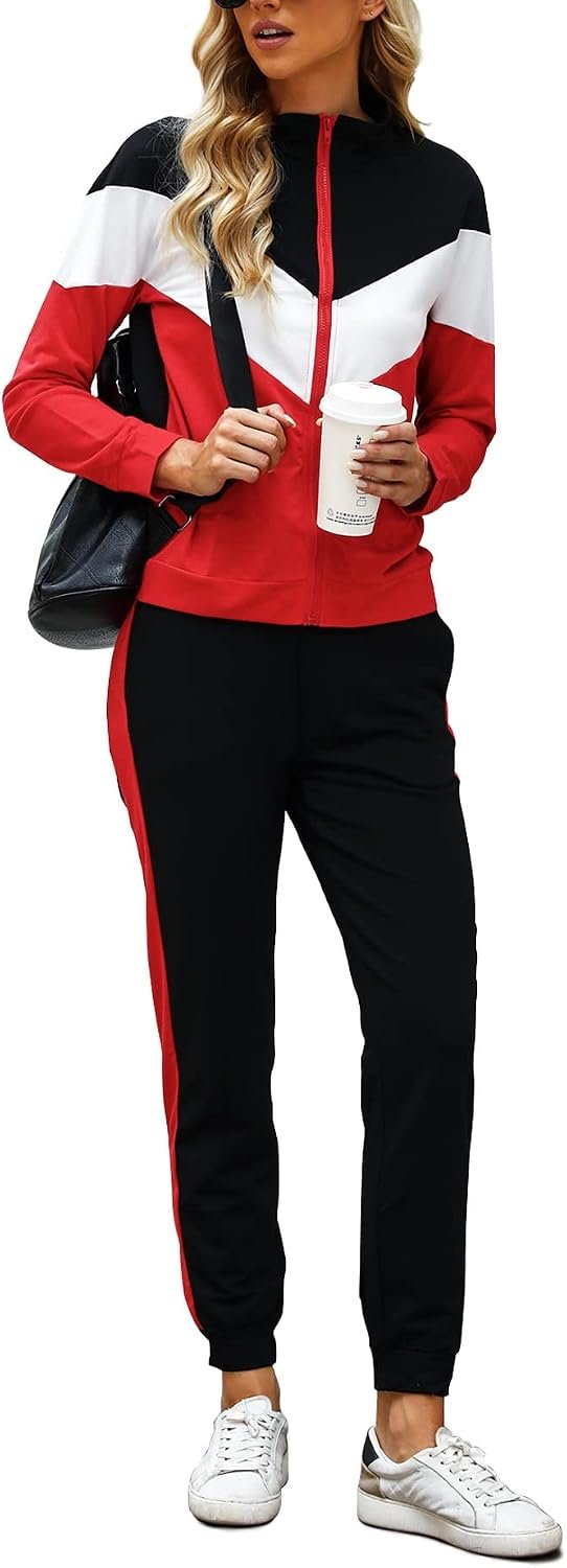 Marvmys Women’s Tracksuit Set 2 Piece Sweatsuit Outfits Long Sleeve Zip Up Lounge Jogger Set with Pocket
