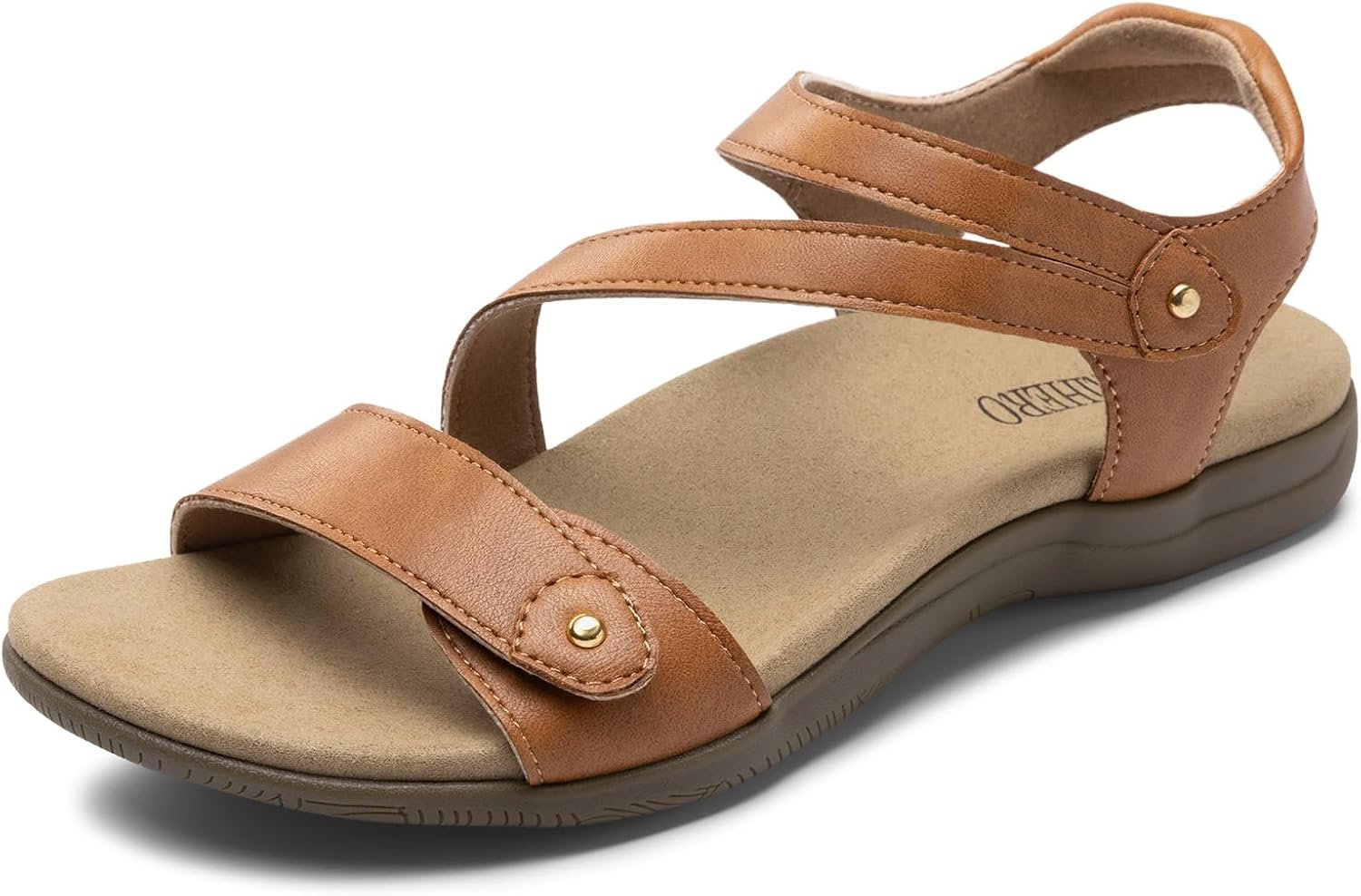 Rihero Orthopedic Sandals for Women Arch Support Comfortable Flat Sandals with Adjustable Strap for Summer Beach Walking