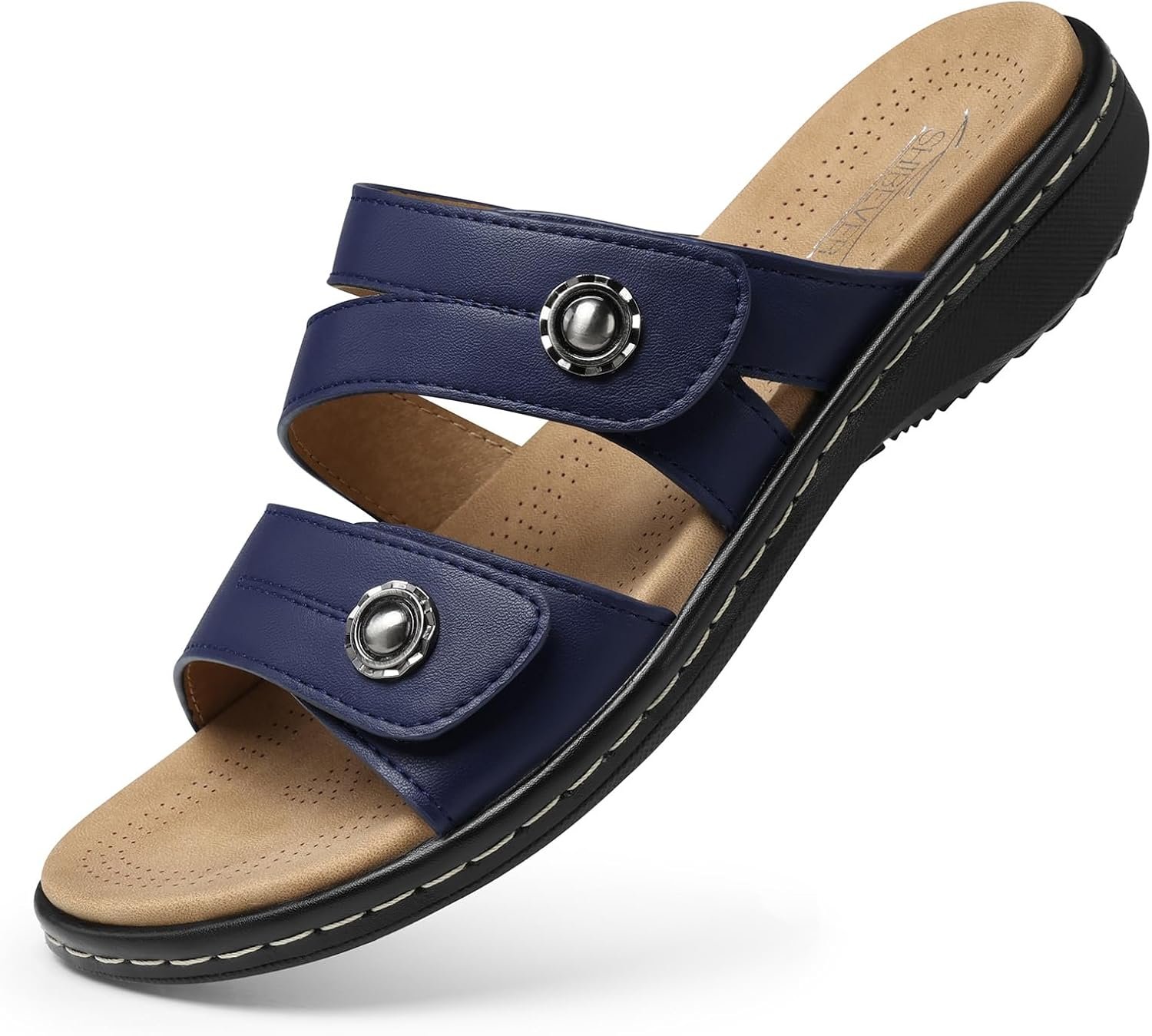 SHIBEVER Flat Sandals Women Dressy: Non Slip, Arch Support, Orthopedic, Plantar Fasciitis Comfortable Walking Sandal