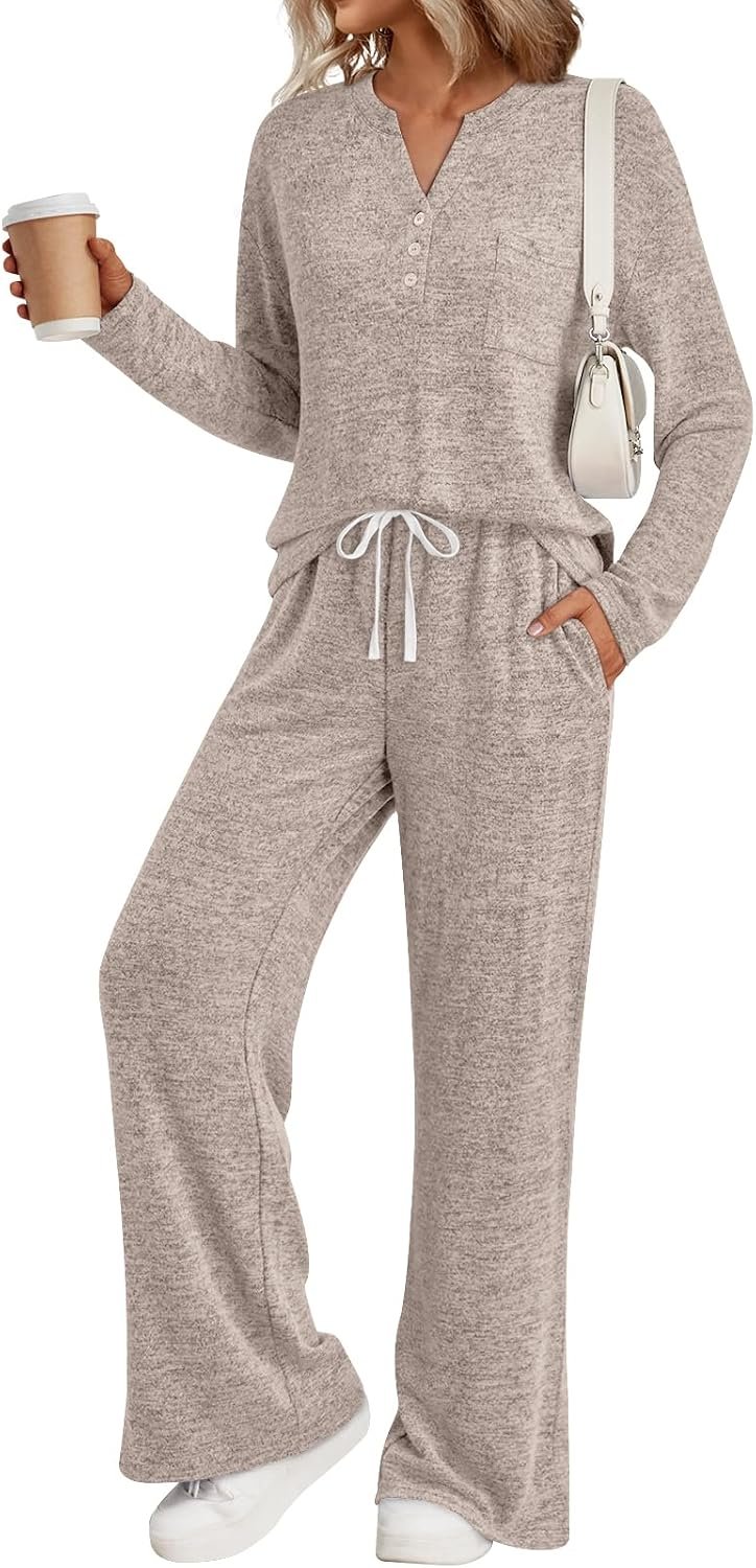 LILLUSORY Womens 2 Piece Lounge Sets Winter Outfits 2026 Sweatsuit Matching Pjs Airport Vacation Travel Fall Pajamas Fashion