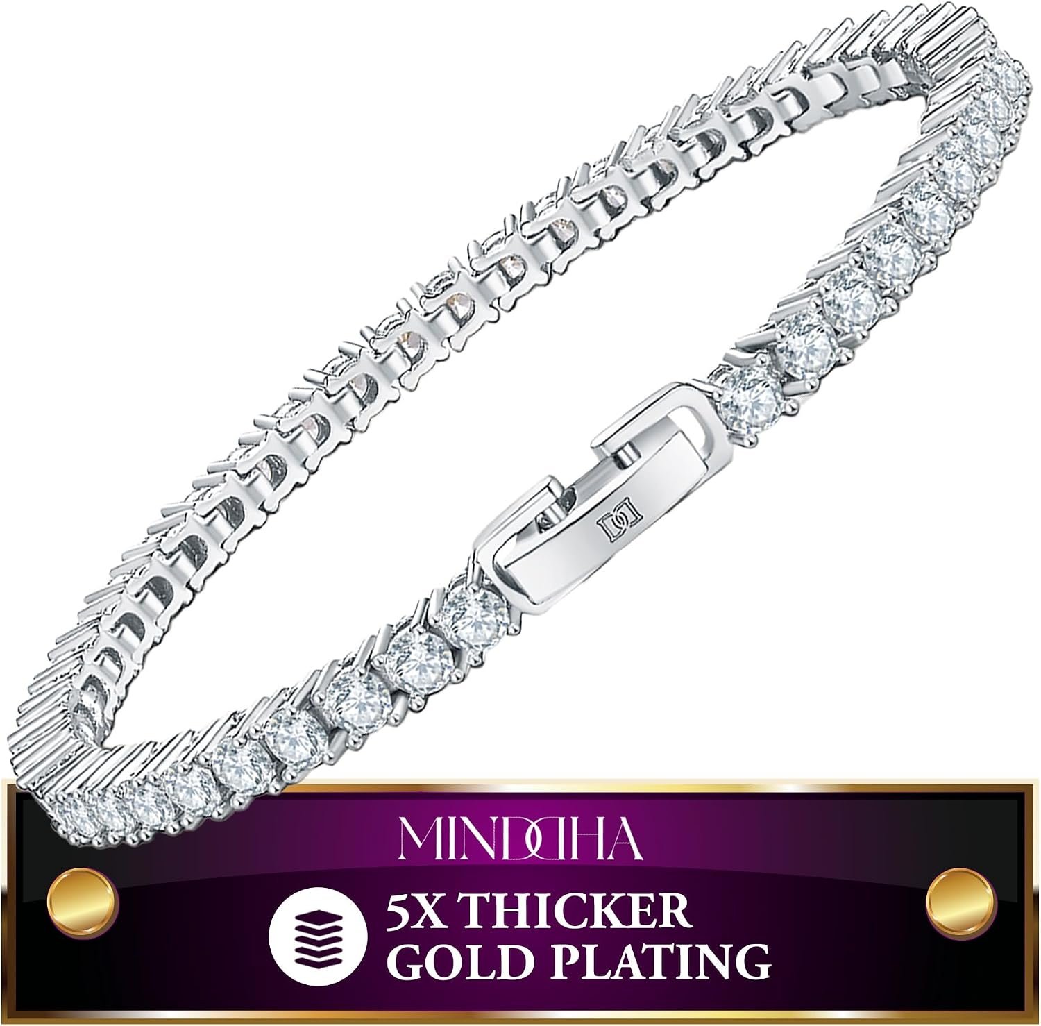MINDDHA Tennis Bracelet | 14K Gold/White Gold Plated Cubic Zirconia Silver, Gold Bracelets for Women | 2mm 3mm Elegant CZ Tennis Bracelet for Women, Thin, Dainty, & Classic, Size 6-8 Inch