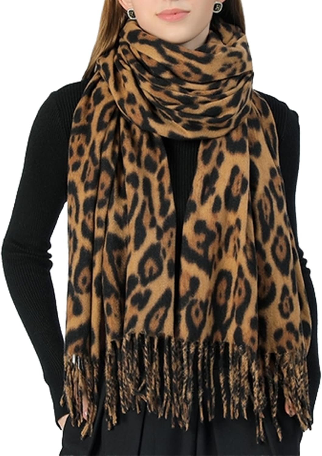 XuoAz Women’s Leopard-Print-Winter-Scarf Soft Thick Warm-Shawl Scarves Long Blanket Wraps