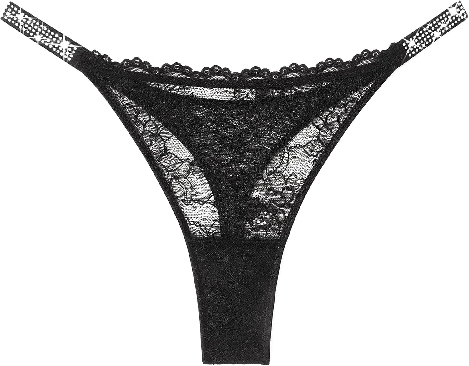 Avidlove Lace Thongs for Women with Rhinestone-Embellished Strap Cheeky Underwear Sexy Panties 1-3 Pack