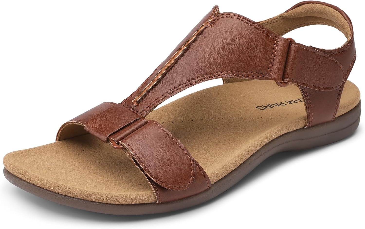 DREAM PAIRS Women Sandals Arch Support T-strap Orthopedic Flat Sandals Comfortable Walking Beach Summer Shoes