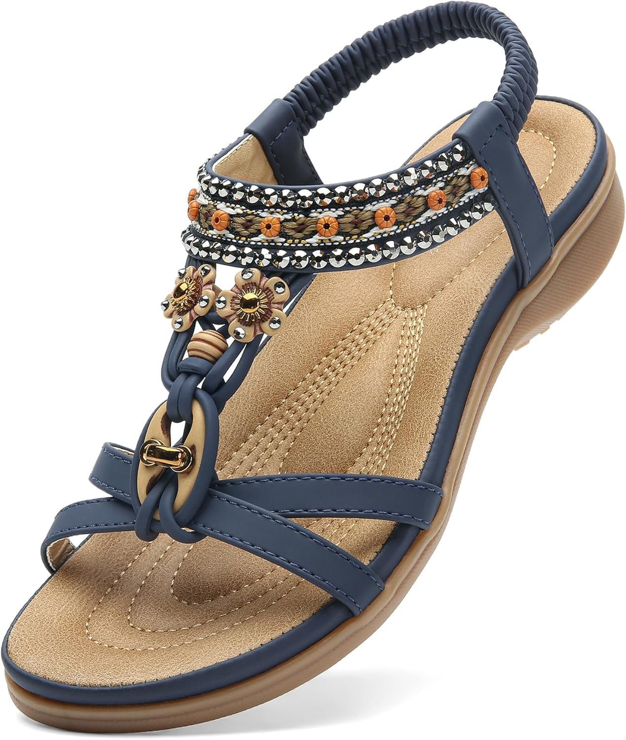 Littleplum Womens Sandals Arch Support Summer Beach Sandals Comfort Walking Shoes Bohemian Flip Flops Sandals for Women