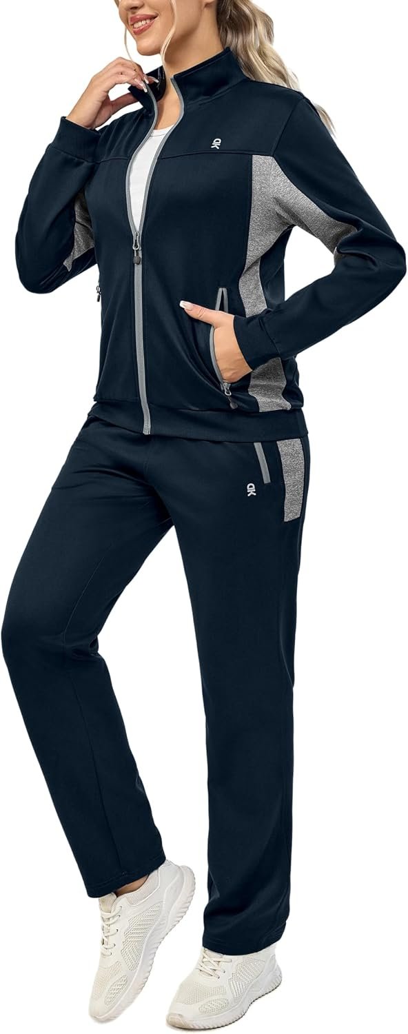 Little Donkey Andy Women’s Tracksuit Set 2 Piece Sweatsuit Outfits Long Sleeve Zip Up Lounge Jogger Set with Zipper Pocket