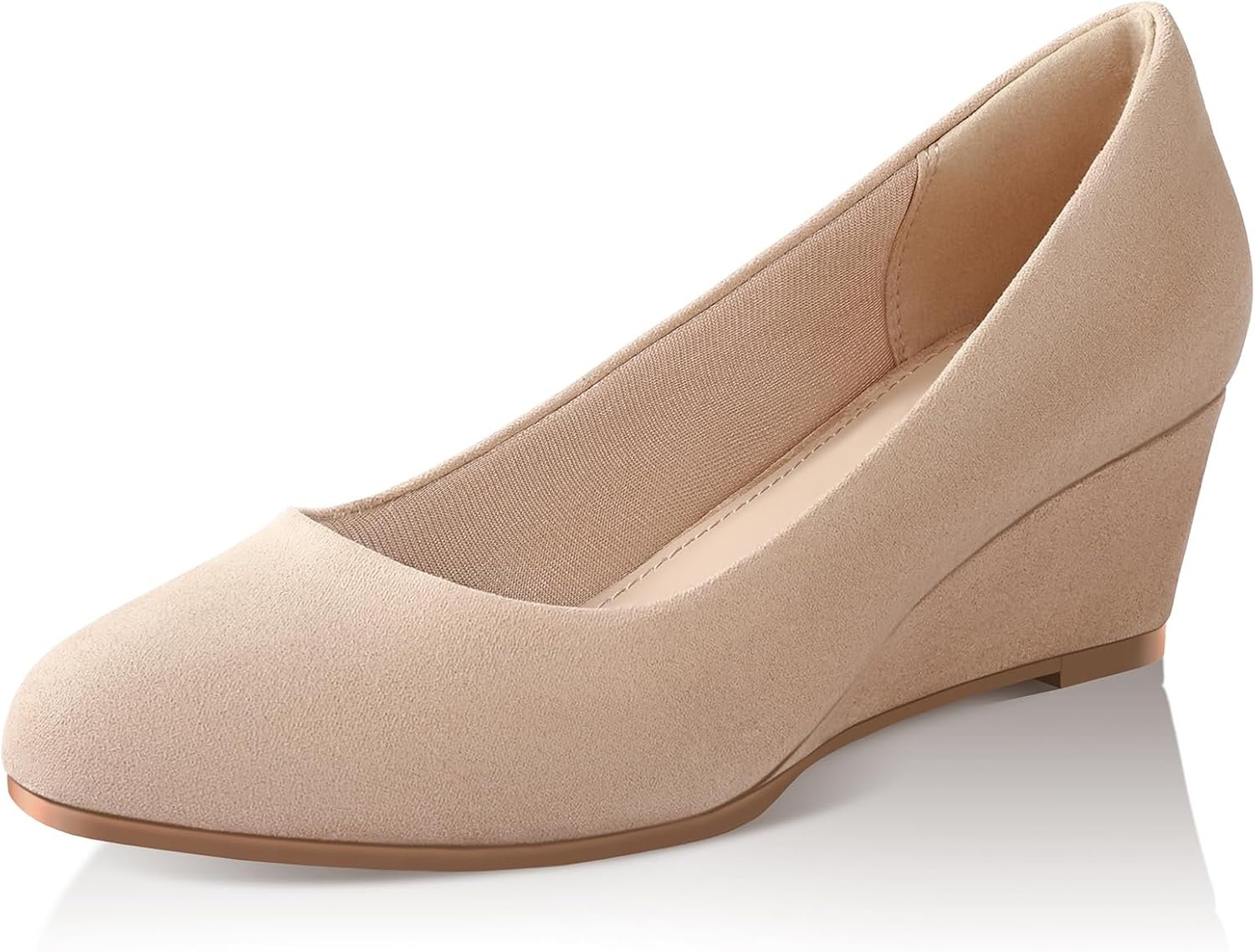 Ankis Black Nude Silver Gold Wedges for Women, Low Heel Women’s Wedge Comfortable Closed Toe Women Pumps Dress Shoes -2Inch