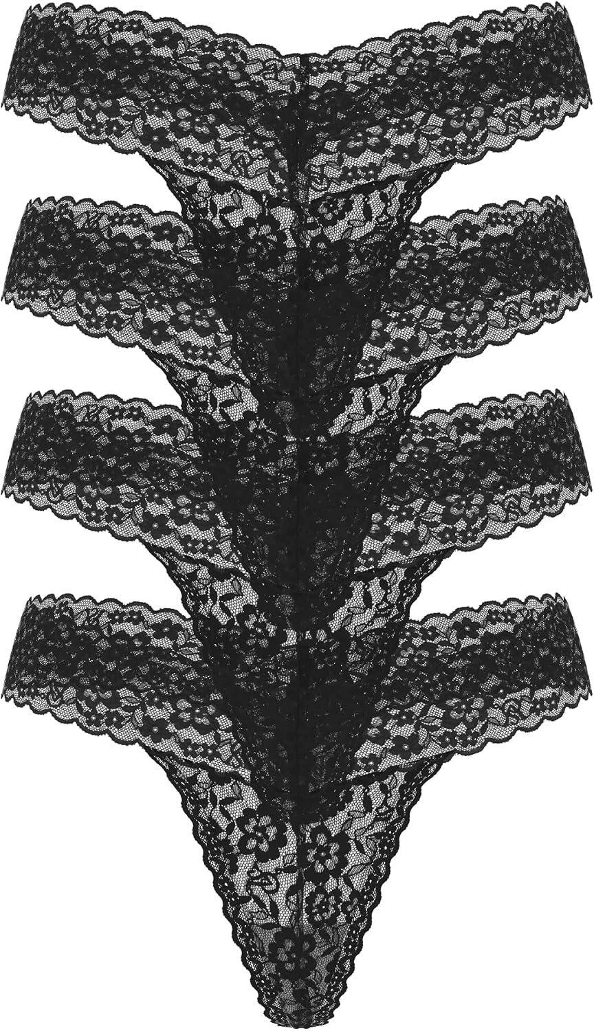 Victoria’s Secret Women’s Lace Thong Underwear, Panties for Women, Multi Pack