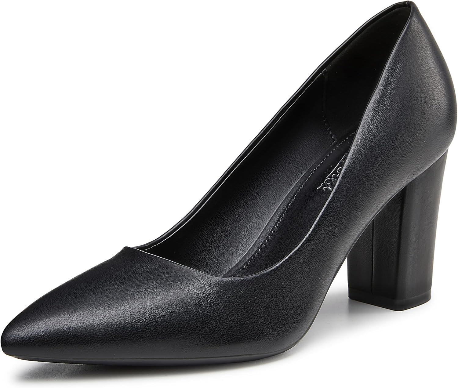 Heel The World Women’s High Chunky Block Closed Toe Heels,Slip On Pointed Toe Work Dress Office Wedding Party Pumps Shoes