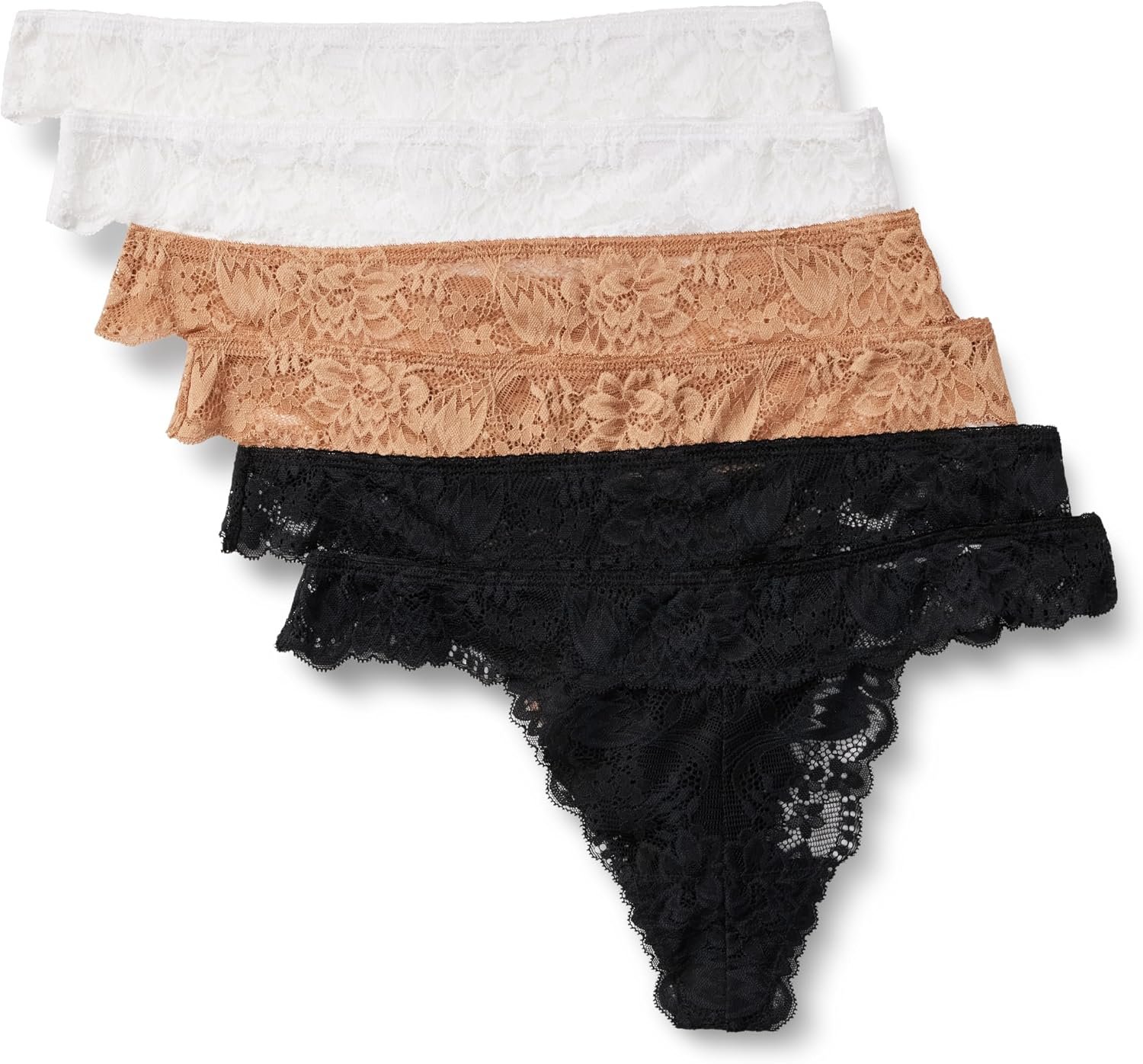 Amazon Essentials Women’s Soft-Stretch Lace Knickers, Bikini, Cheeky, High-Waisted Thong, Hipster and Thong Styles, Pack of 6