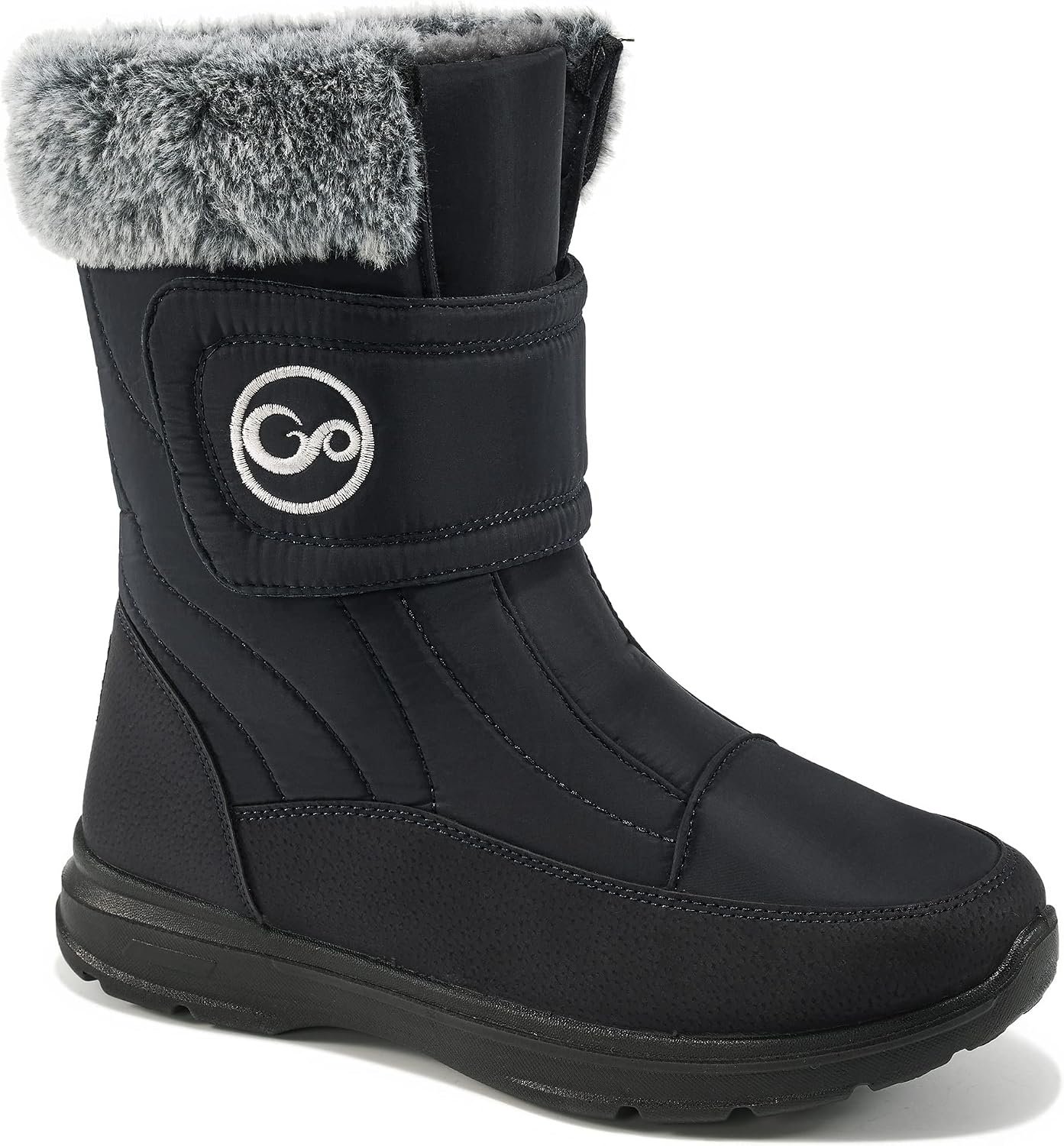Almusen Snow Boots for Womens Winter Shoes: Warm Fur Lining Mid Calf Boots Women Anti Slip Waterproof Hook Loop Comfortable Outdoor Boot